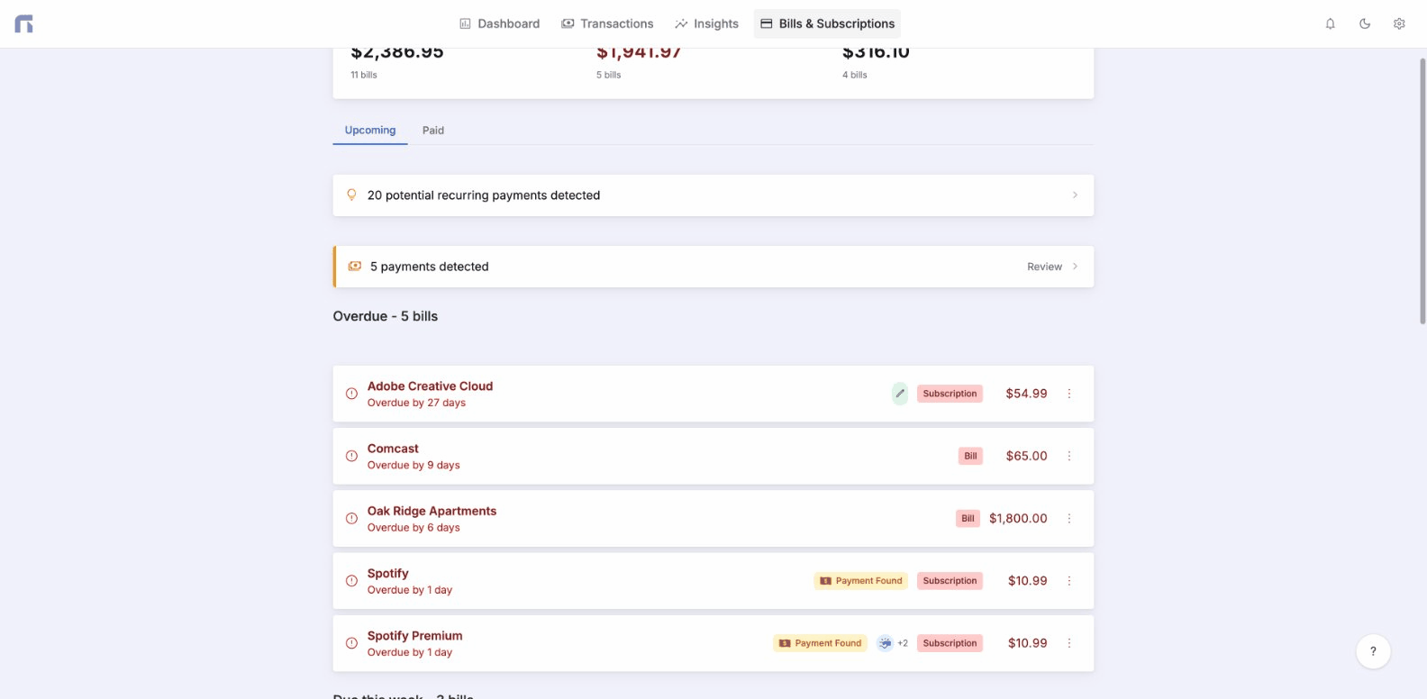 Bills Hub - Payment Found Badges