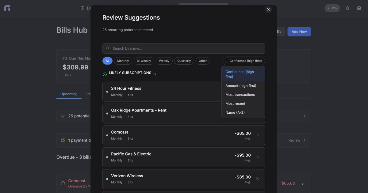 Nexafin Now Scores Your Subscriptions by Confidence (So You Stop Missing the Obvious Ones)